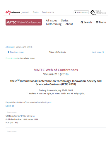 (ICTIS 2018) Matec Web of Conferences
