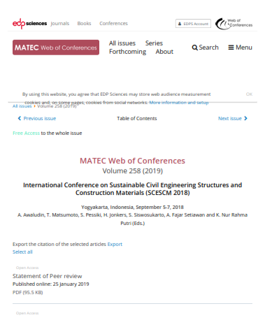 (SCESCM-2018) Matec Web of Conference